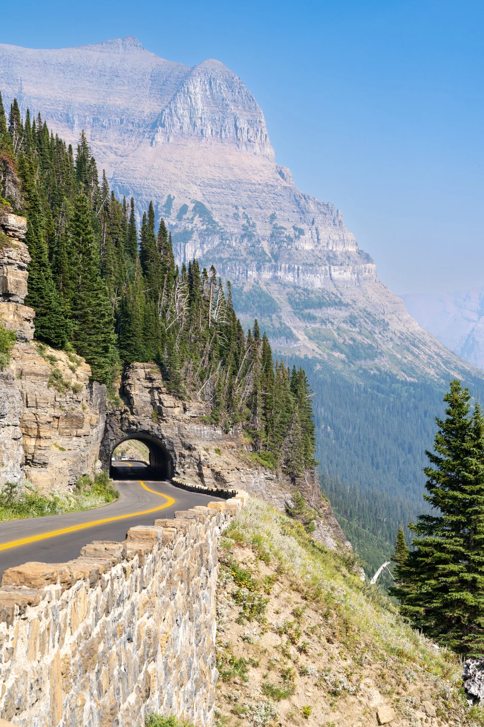 Mountain road through the Flathead Valley near Glacier National Park