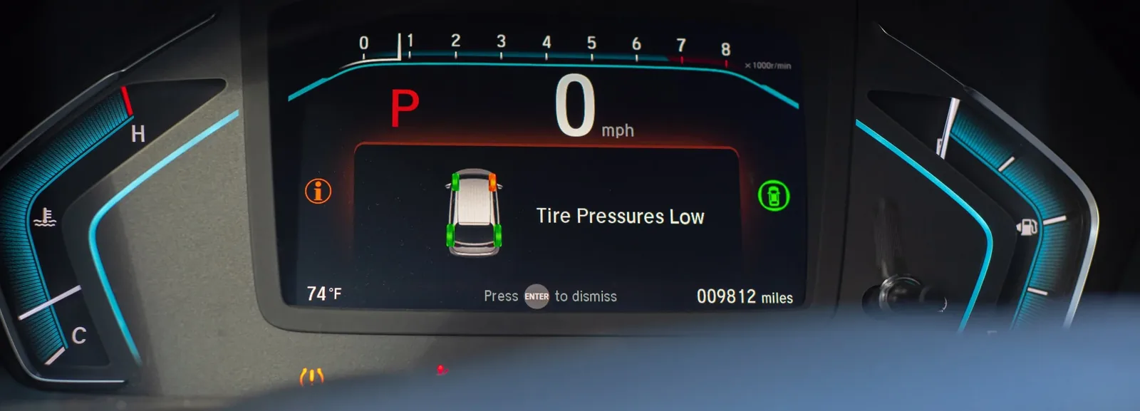 Dashboard tire pressure warning light